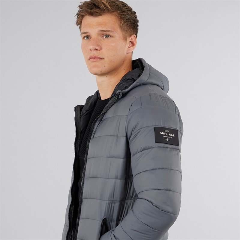 Mens Gattering Puffer Jacket Charcoal - Image 3