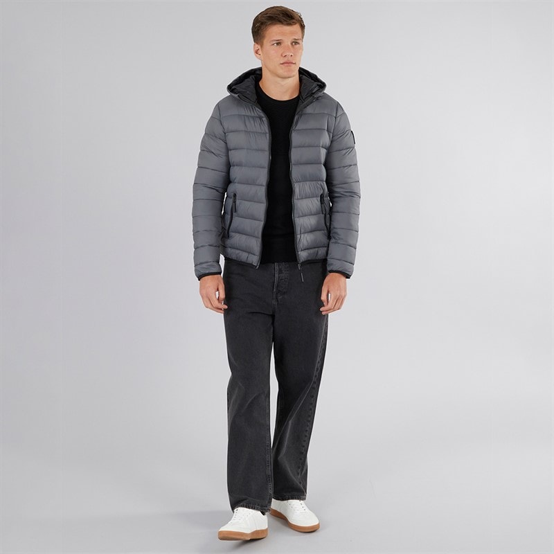 Mens Gattering Puffer Jacket Charcoal - Image 4