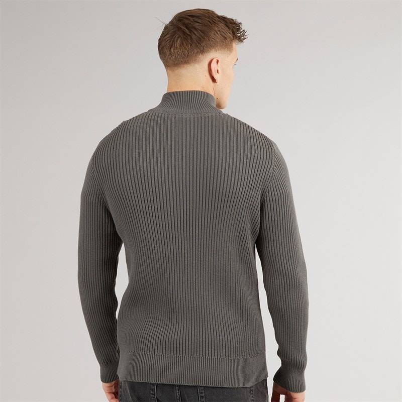 Mens Havaline 1/4 Zip Knitted Jumper Charcoal Grey - Image 2