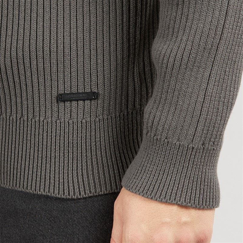Mens Havaline 1/4 Zip Knitted Jumper Charcoal Grey - Image 3