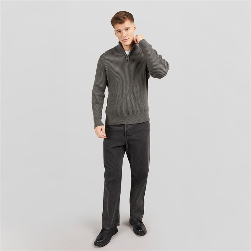 Mens Havaline 1/4 Zip Knitted Jumper Charcoal Grey - Image 4