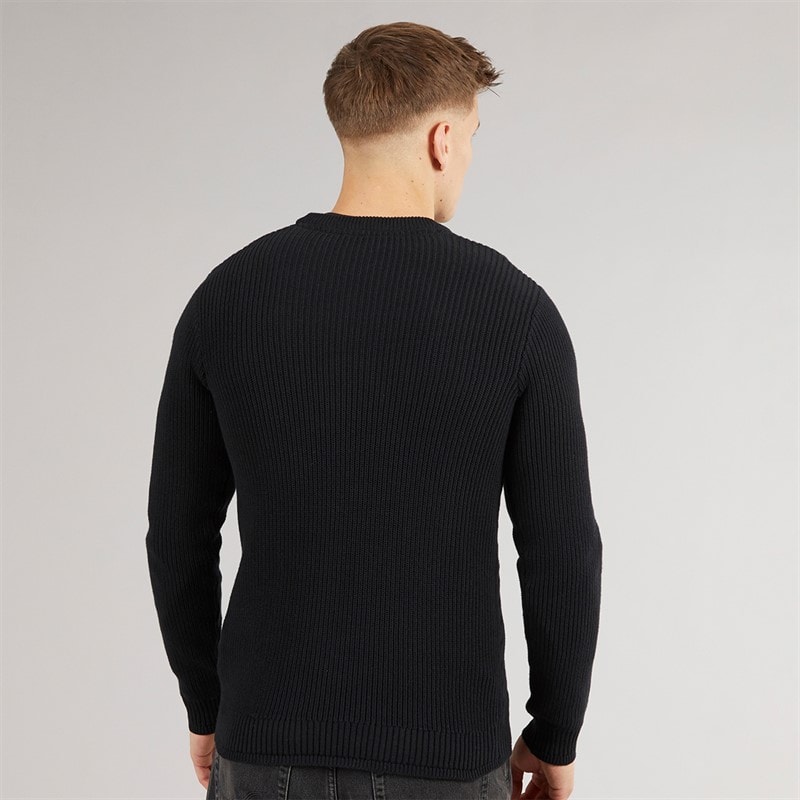 Mens Kabstars Cable Knit Jumper Black - Image 2