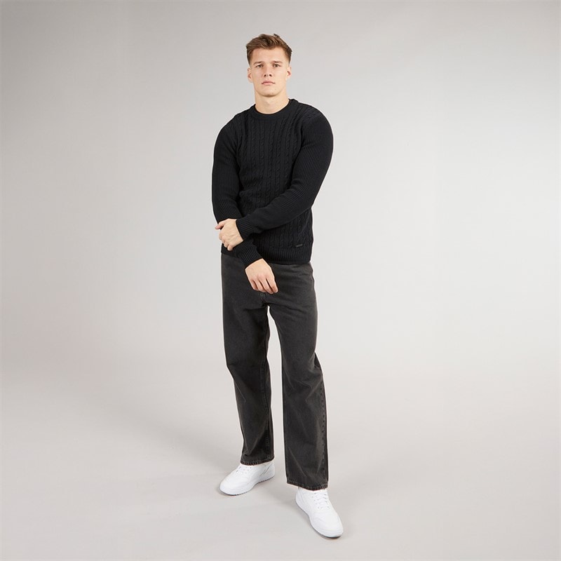 Mens Kabstars Cable Knit Jumper Black - Image 4
