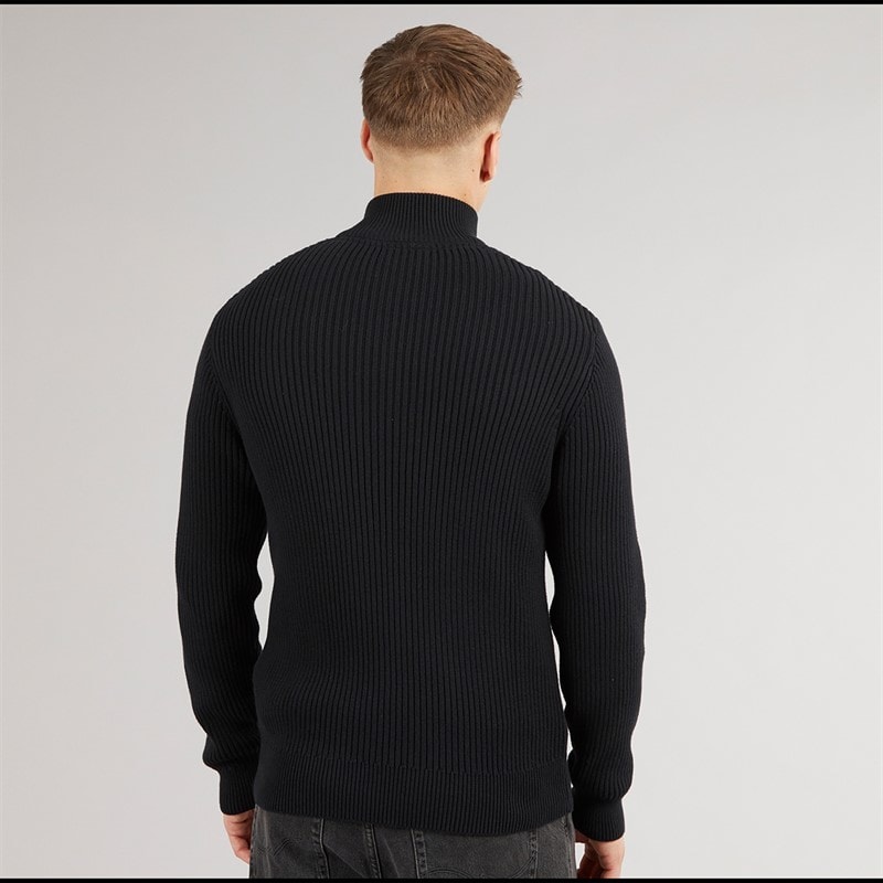 Mens Havaline 1/4 Zip Knitted Jumper Black - Image 2