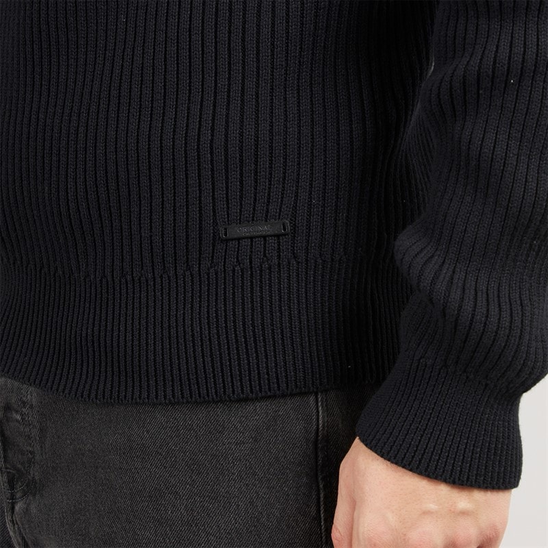 Mens Havaline 1/4 Zip Knitted Jumper Black - Image 3