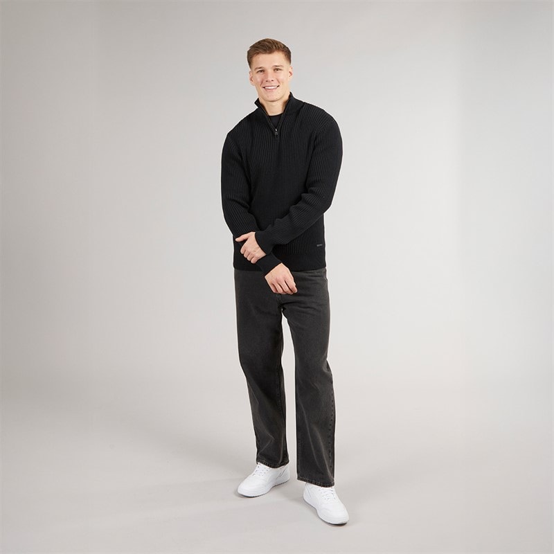 Mens Havaline 1/4 Zip Knitted Jumper Black - Image 4