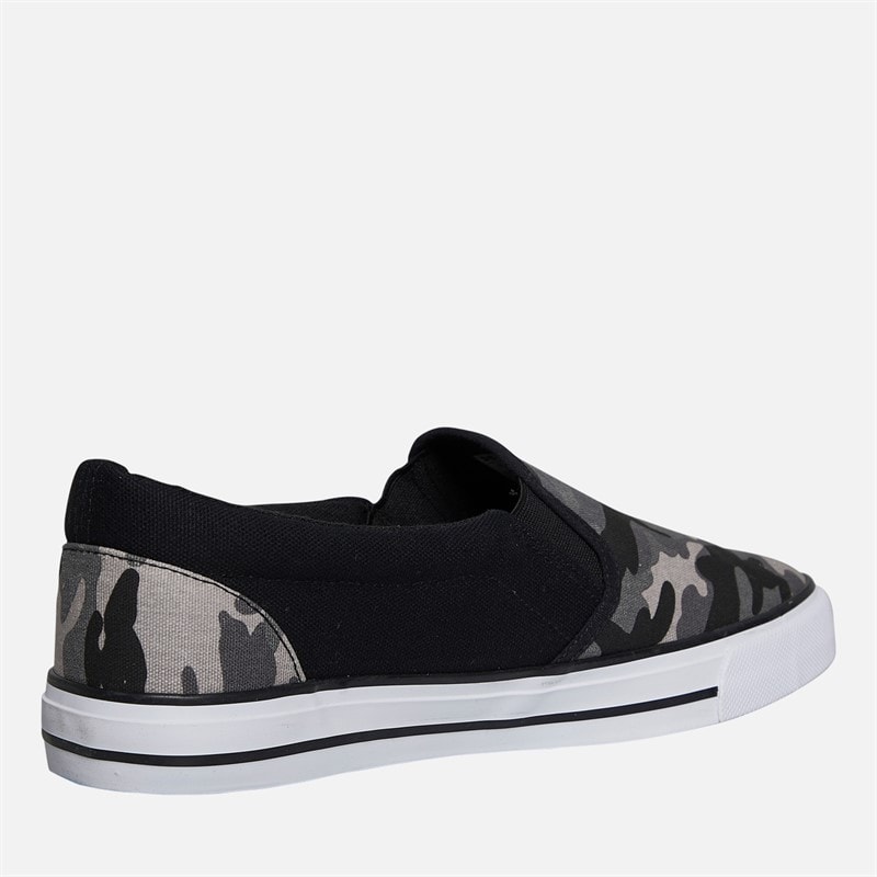 Mens Ramp Slip On Canvas Pumps Black Camo/Black - Image 5