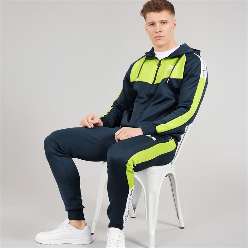 Crosshatch Mens Glotrack Tracksuit Lime Punch