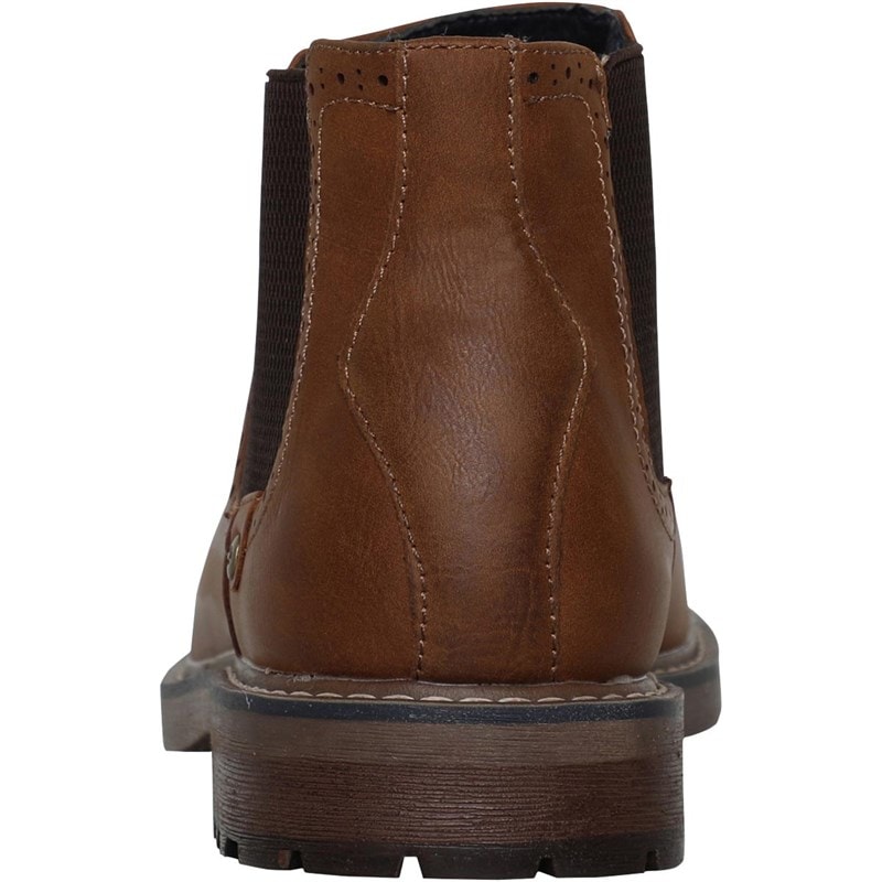 Mens Eastside Brogue Chelsea Boots Tan - Image 3