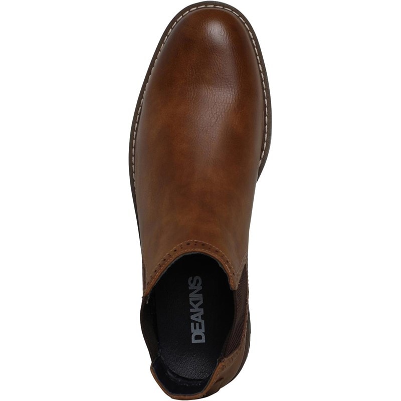 Mens Eastside Brogue Chelsea Boots Tan - Image 4