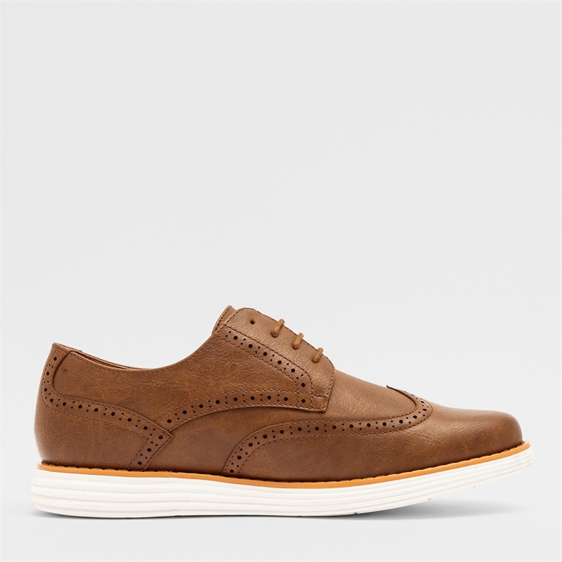 Mens Karl Brogue Shoes Tan - Image 3