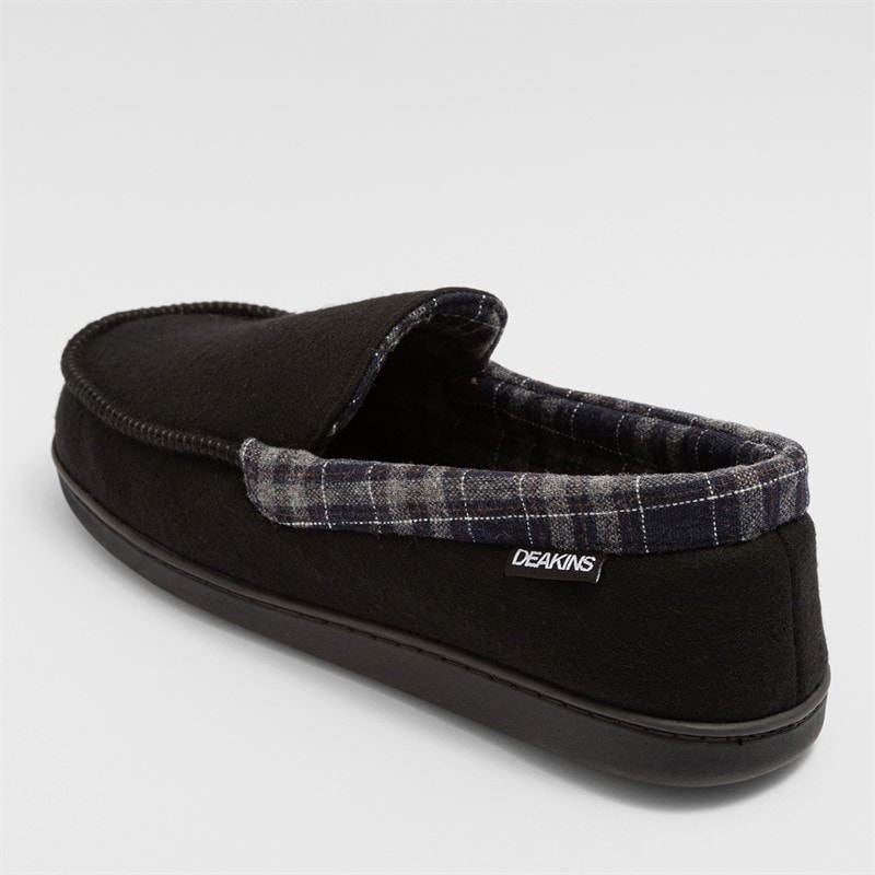 Mens Ryder Moccasin Slippers Black - Image 3