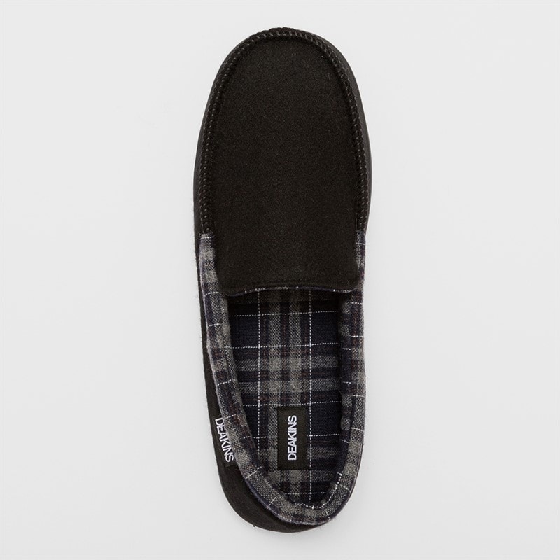 Mens Ryder Moccasin Slippers Black - Image 4