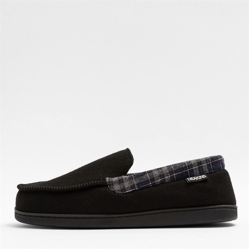 Mens Ryder Moccasin Slippers Black - Image 5