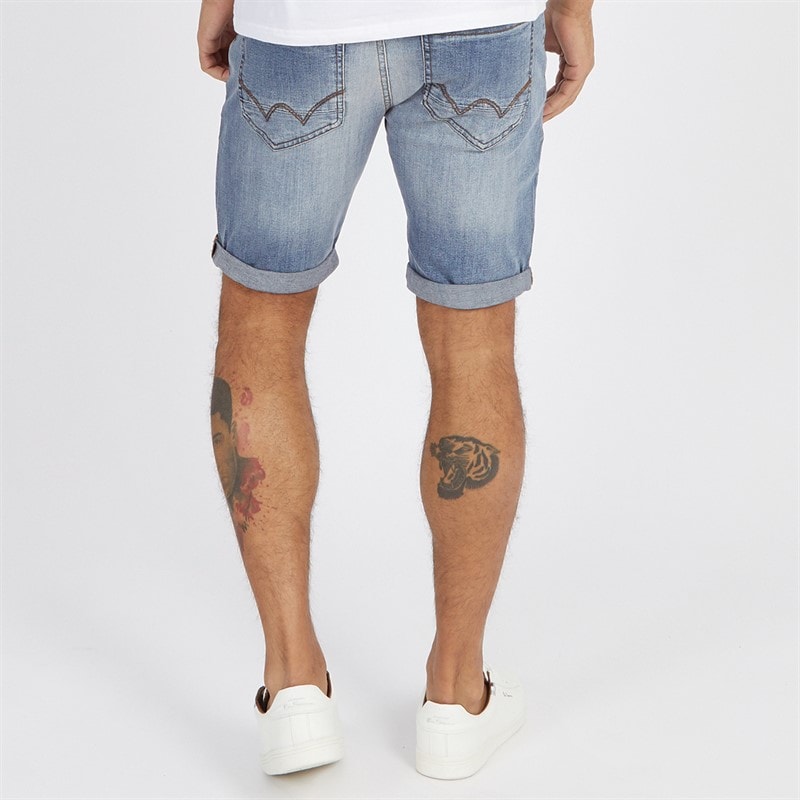 Mens Zeki Denim Shorts Stone Wash - Image 2