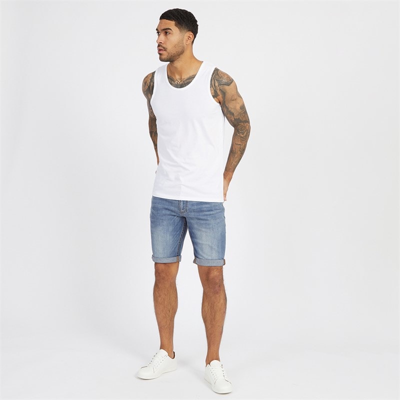 Mens Zeki Denim Shorts Stone Wash - Image 4