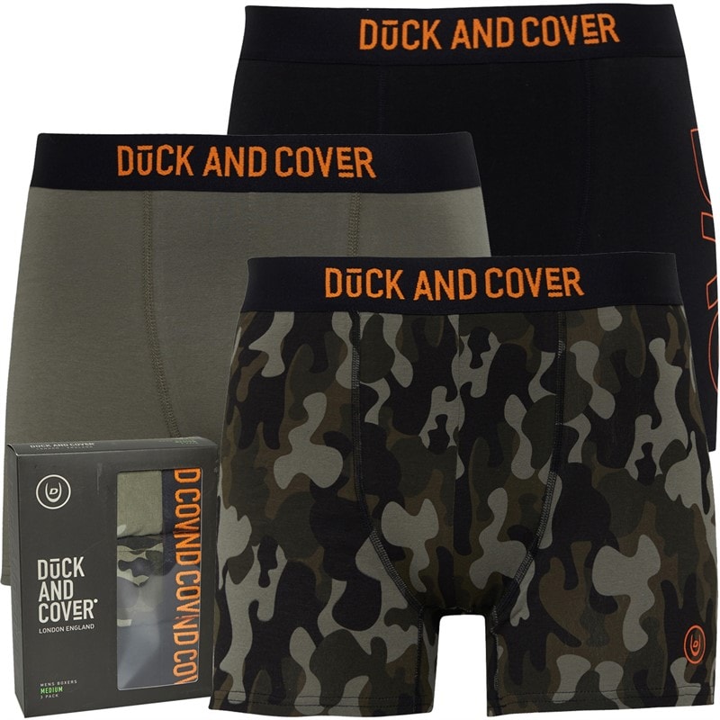 Duck and Cover Mens Alized Three Pack Boxer Shorts Assorted