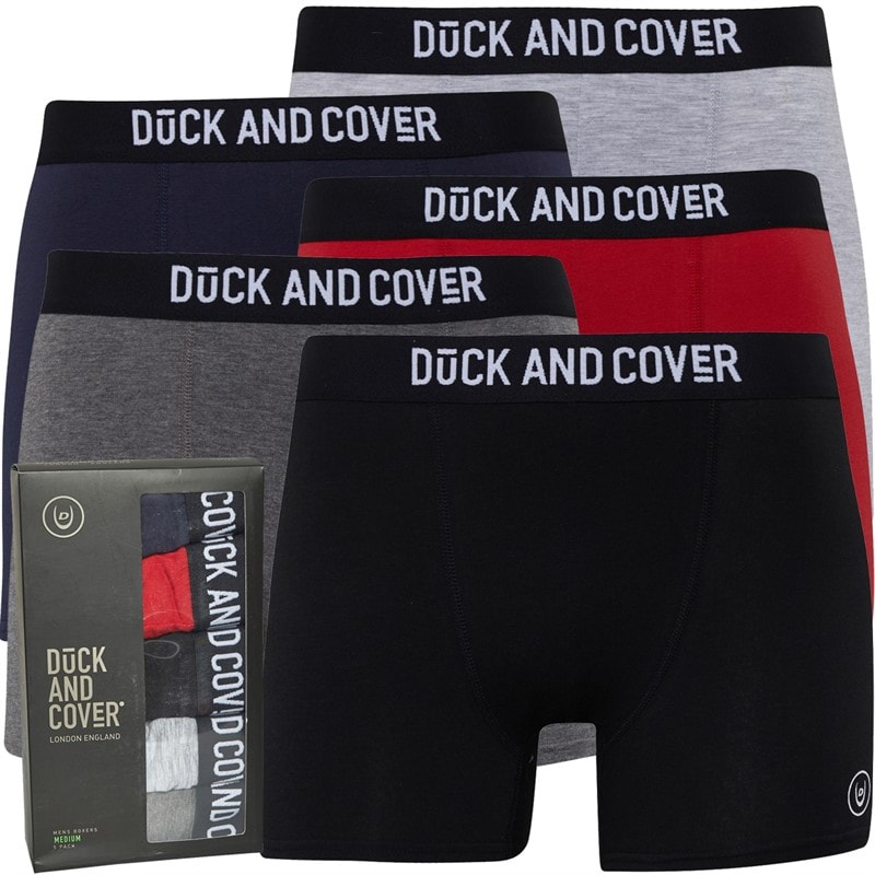Duck and Cover Mens Mulbers Five Pack Boxer Shorts Assorted