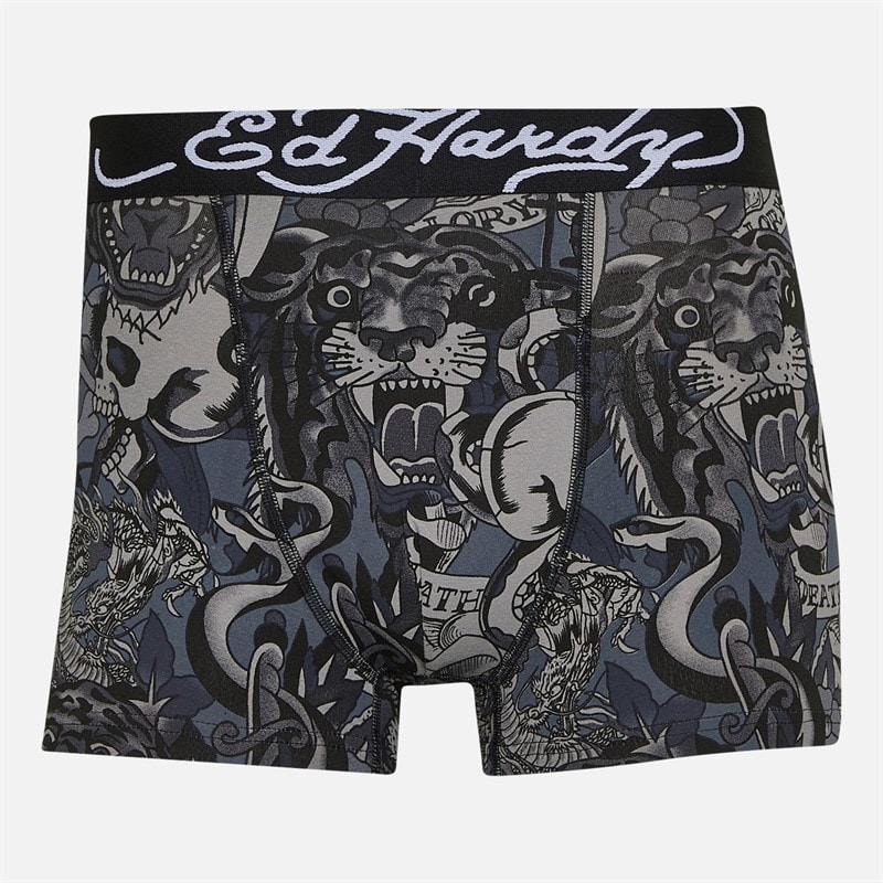 Mens Greenbrow Three Pack Boxer Shorts Black Black AOP/Black/Black AOP - Image 2