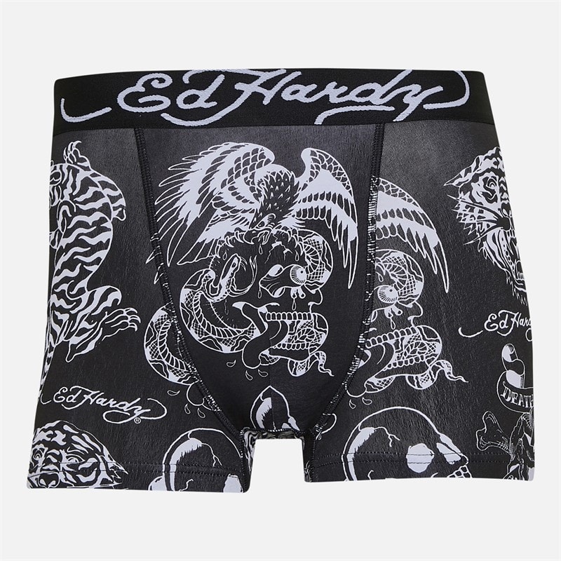 Mens Greenbrow Three Pack Boxer Shorts Black Black AOP/Black/Black AOP - Image 3