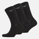 Mens Three Pack Crew Socks Black