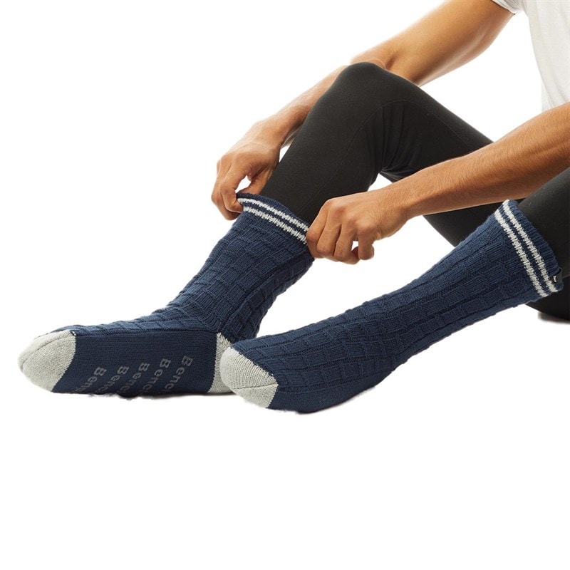Mens Brookdale Slipper Socks Navy/Grey Marl - Image 5