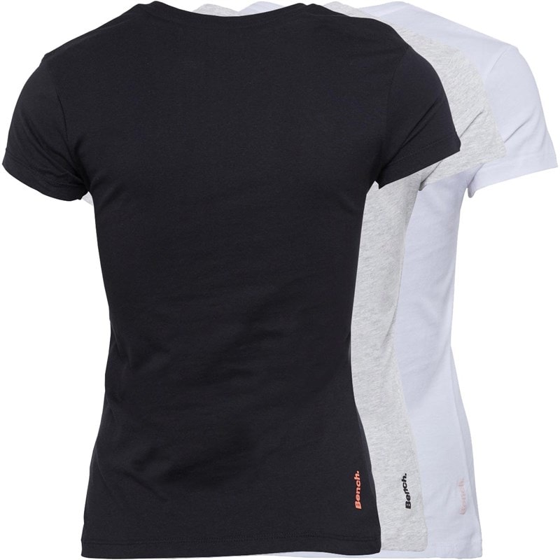 Womens Jada Three Pack T-Shirts Black/Grey Marl/White - Image 2