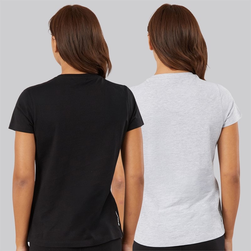 Womens Grammen Two Pack T-Shirts Black/Grey Marl - Image 2