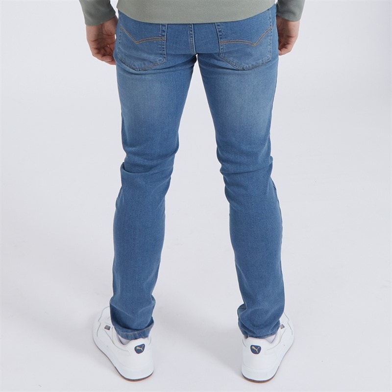 Mens Eddie 22 Slim Fit Jeans Mid Blue Wash - Image 2