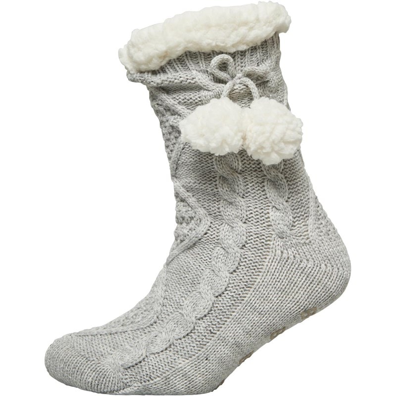 Bench Womens Josey Cable Knit Socks Grey Marl