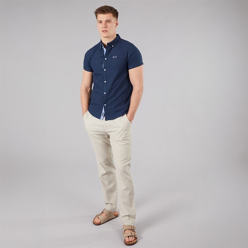 Mens Bowdon Short Sleeve Shirt Navy - Image 4