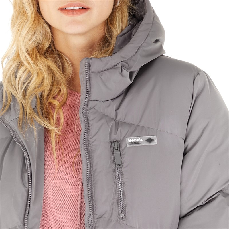 Womens Eloraina Long Hooded Puffer Coat Charcoal - Image 3