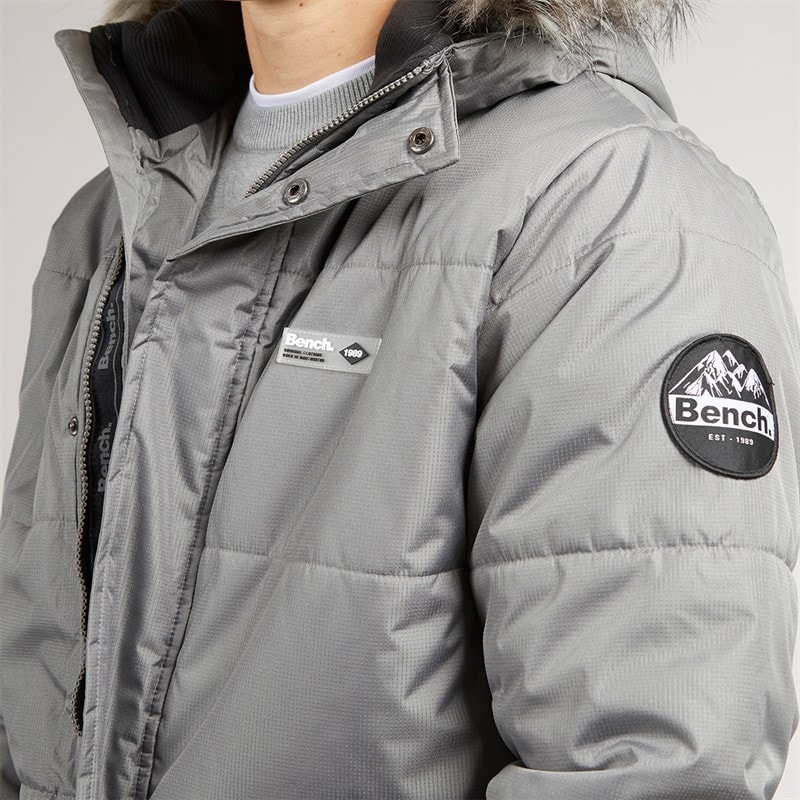 Mens Koufax Padded Parka Steel Grey/Black - Image 3