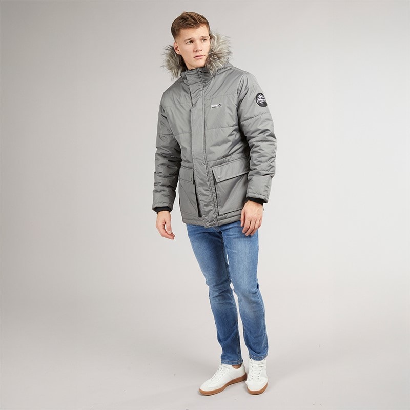 Mens Koufax Padded Parka Steel Grey/Black - Image 4