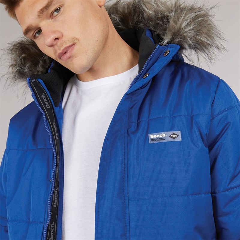 Mens Koufax Padded Parka Cobalt Blue/Black - Image 3