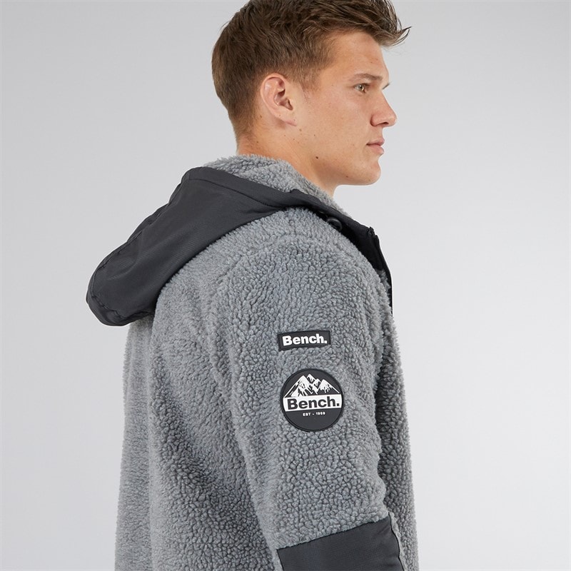 Mens Brecon Zip Through Sherpa Fleece Grey Marl - Image 3