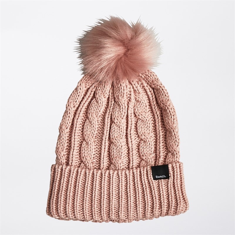 Womens Ivanna Bobble Hat Dusty Pink - Image 4