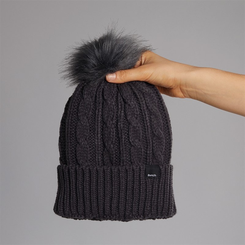Womens Ivanna Bobble Hat Charcoal - Image 4
