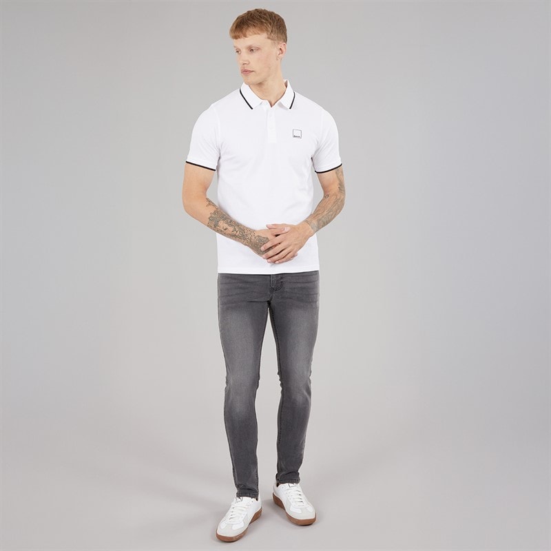 Mens Mata Polo Shirt White - Image 4