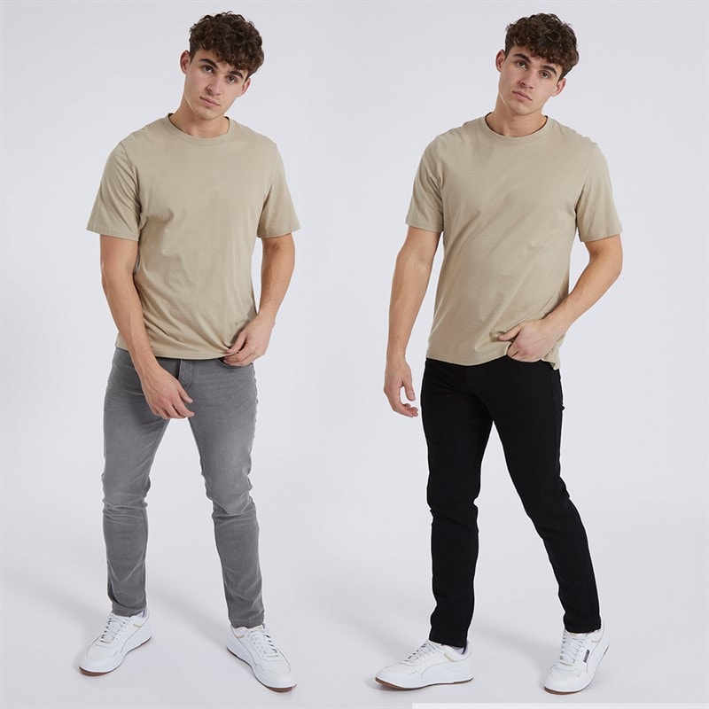 Mens Eddie Two Pack Slim Fit Jeans Black/Mid Grey - Image 3