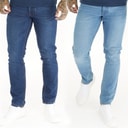 Mens Eddie Two Pack Slim Fit Jeans Dark Indigo Wash/Mid Blue Wash