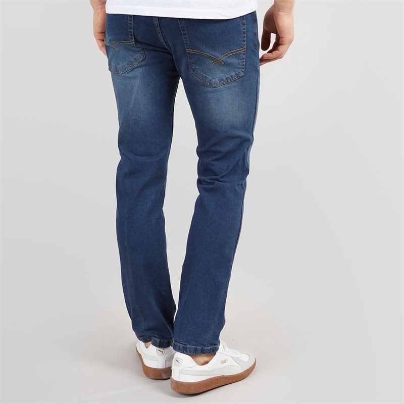 Mens Stuart Straight Fit Jeans Dark Indigo Wash - Image 2