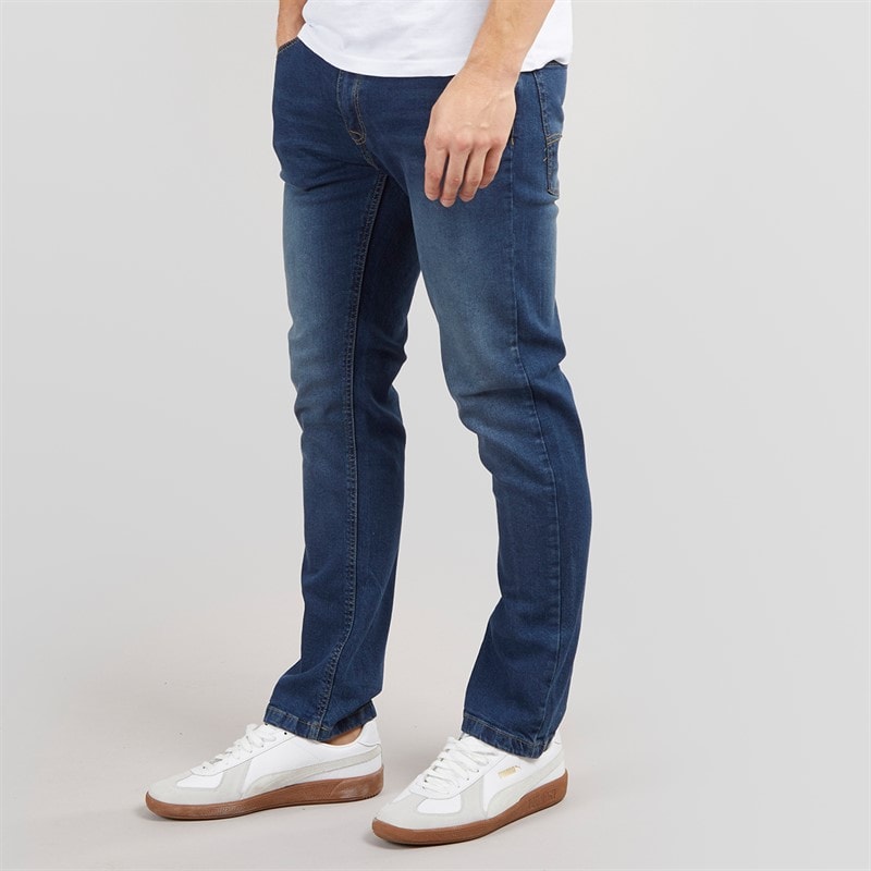 Mens Stuart Straight Fit Jeans Dark Indigo Wash - Image 3