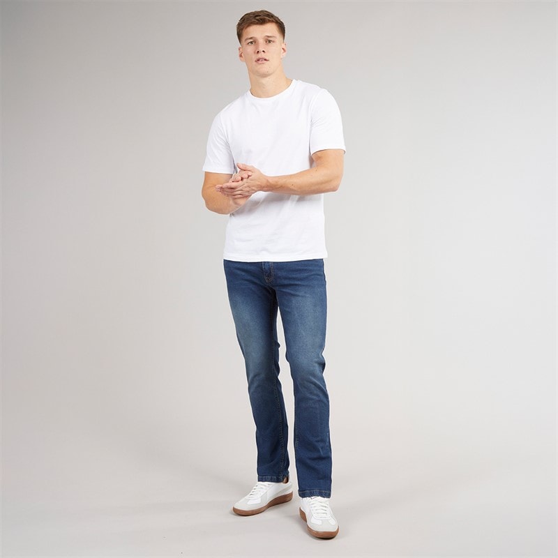 Mens Stuart Straight Fit Jeans Dark Indigo Wash - Image 4