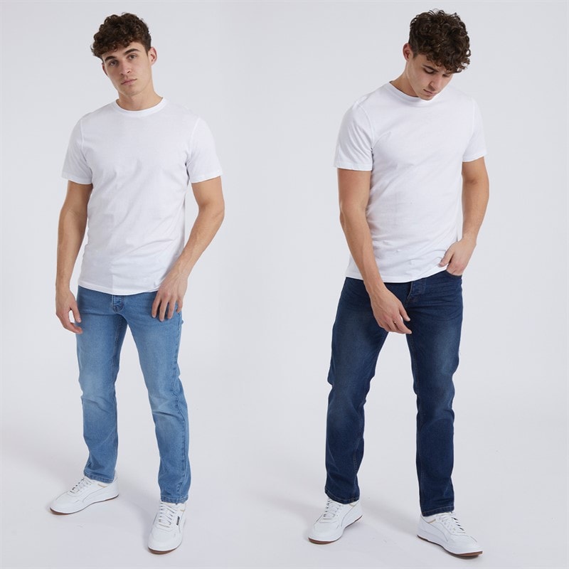 Mens Stuart Two Pack Straight Fit Jeans Indigo/Mid Wash - Image 3