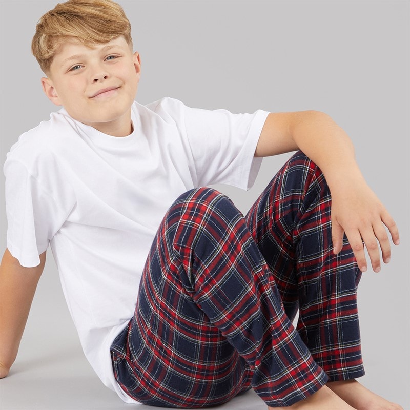 Boys Folau Flannel Check Lounge Pants Navy/Red/White/Yellow Check Flannel - Image 4