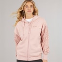 Womens Liney Zip Thru Hoodie Light Dusky Pink