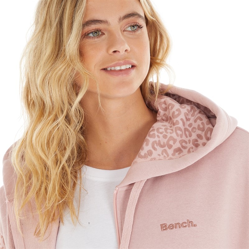 Womens Liney Zip Thru Hoodie Light Dusky Pink - Image 3
