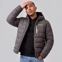 Mens Gaudino Hooded Puffer Jacket Dark Grey