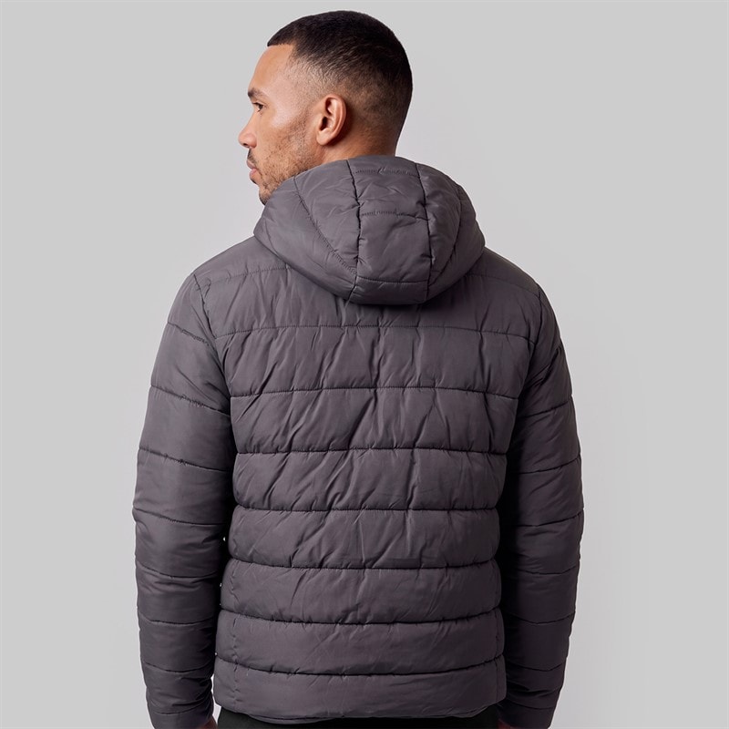Mens Gaudino Hooded Puffer Jacket Dark Grey - Image 2